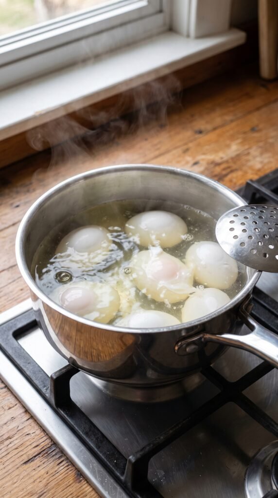 eggs poaching in simmering water 202609021053