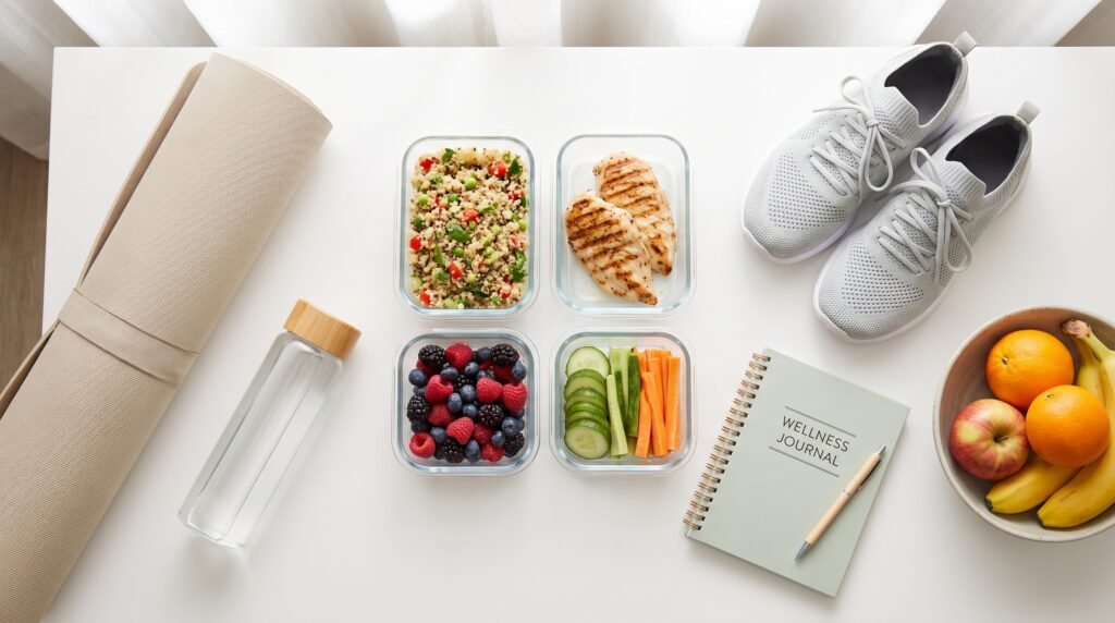 healthy lifestyle flat lay items 202608131309