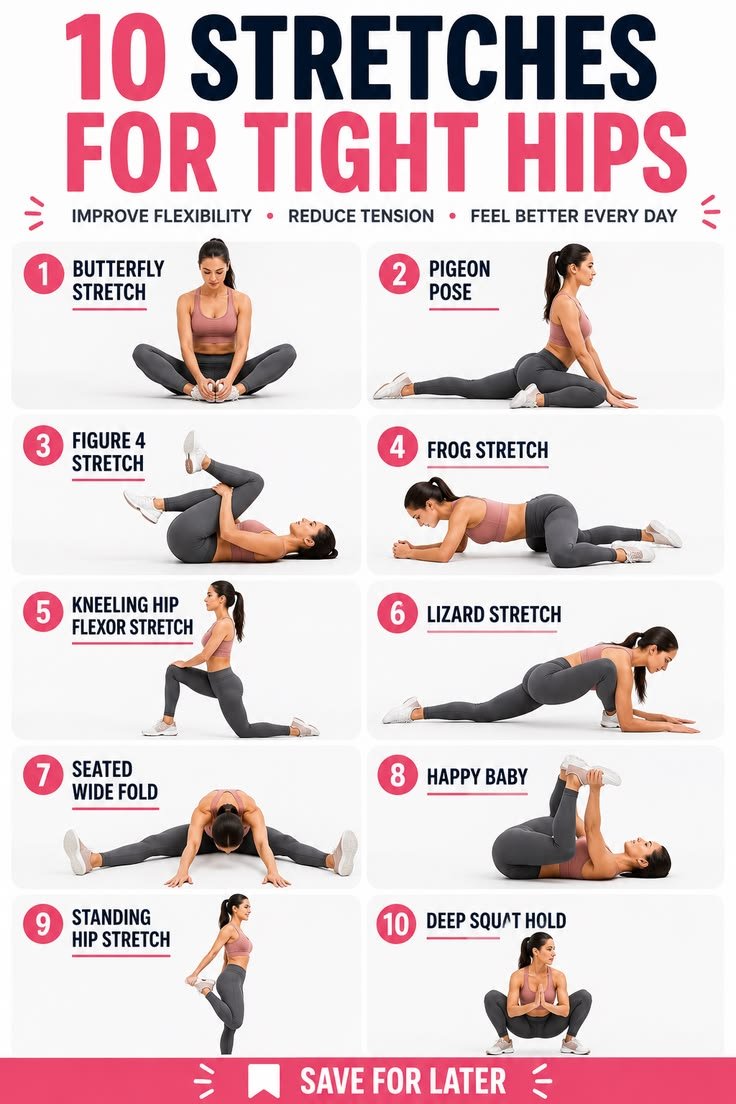 10 stretches for tight hips
